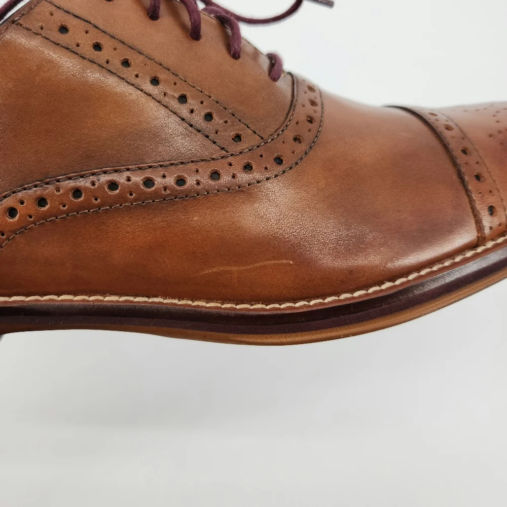 Johnston & Murphy Conard Cap Toe Men's Brown Leather Dress Shoes Size 9.5 M - Picture 3 of 16